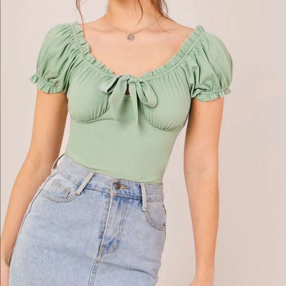 Milkmaid self-tie top - Picture 1 of 4